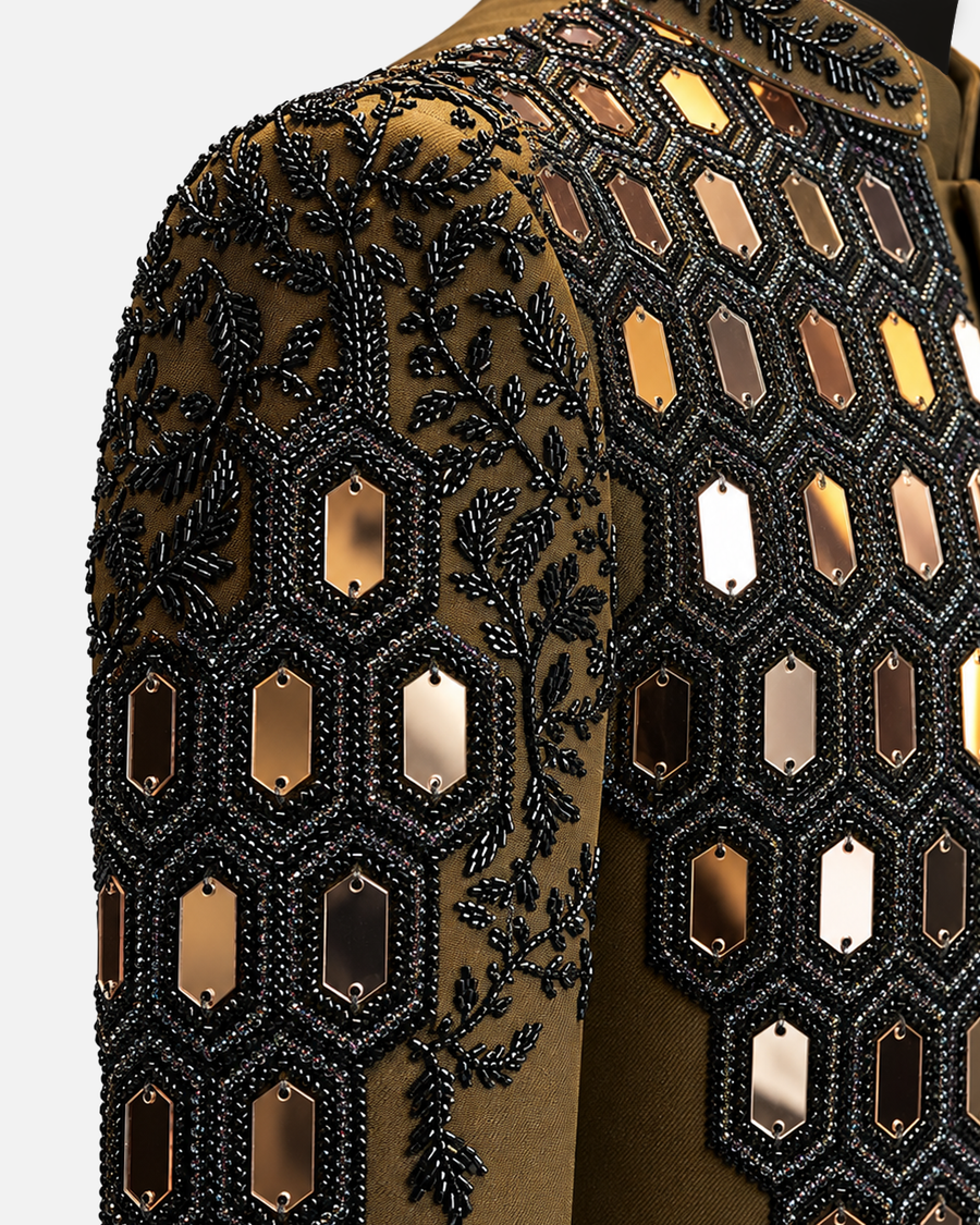 Royal Brown Embroidered Bandhgala Suit - Desire by Bharat Ahuja