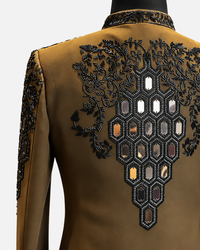 Royal Brown Embroidered Bandhgala Suit