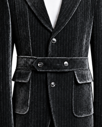 Black Textured Belted Luxury Blazer