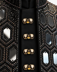 Regal Black Geometric Embellished Bandhgala Suit