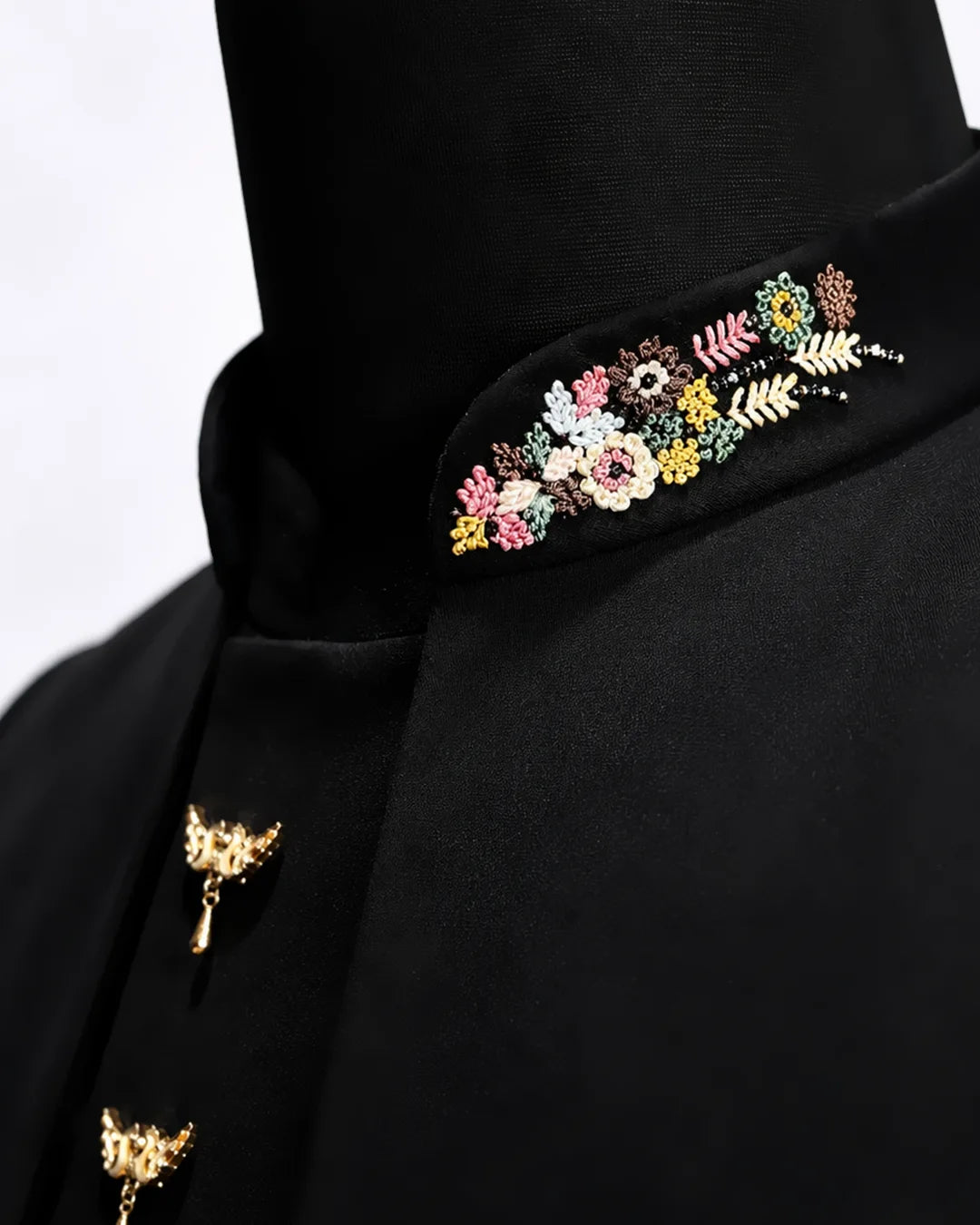 Black Peacock Embroidered Bandhgala Suit