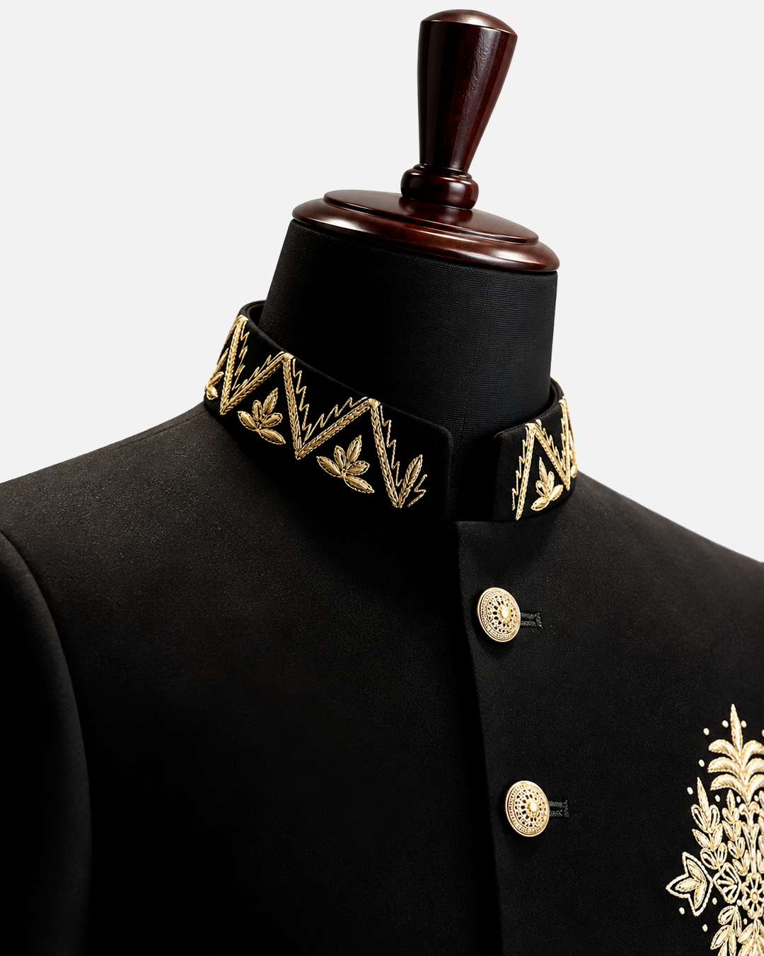 Classic Black & Gold Embroidered Bandhgala Suit