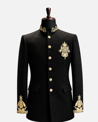 Classic Black & Gold Embroidered Bandhgala Suit