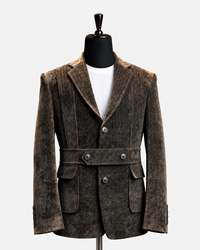 Vintage Brown Textured Belted Blazer