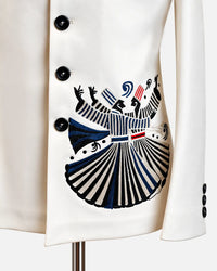 Ivory Embroidered Bandhgala Blazer with Artistic Motif