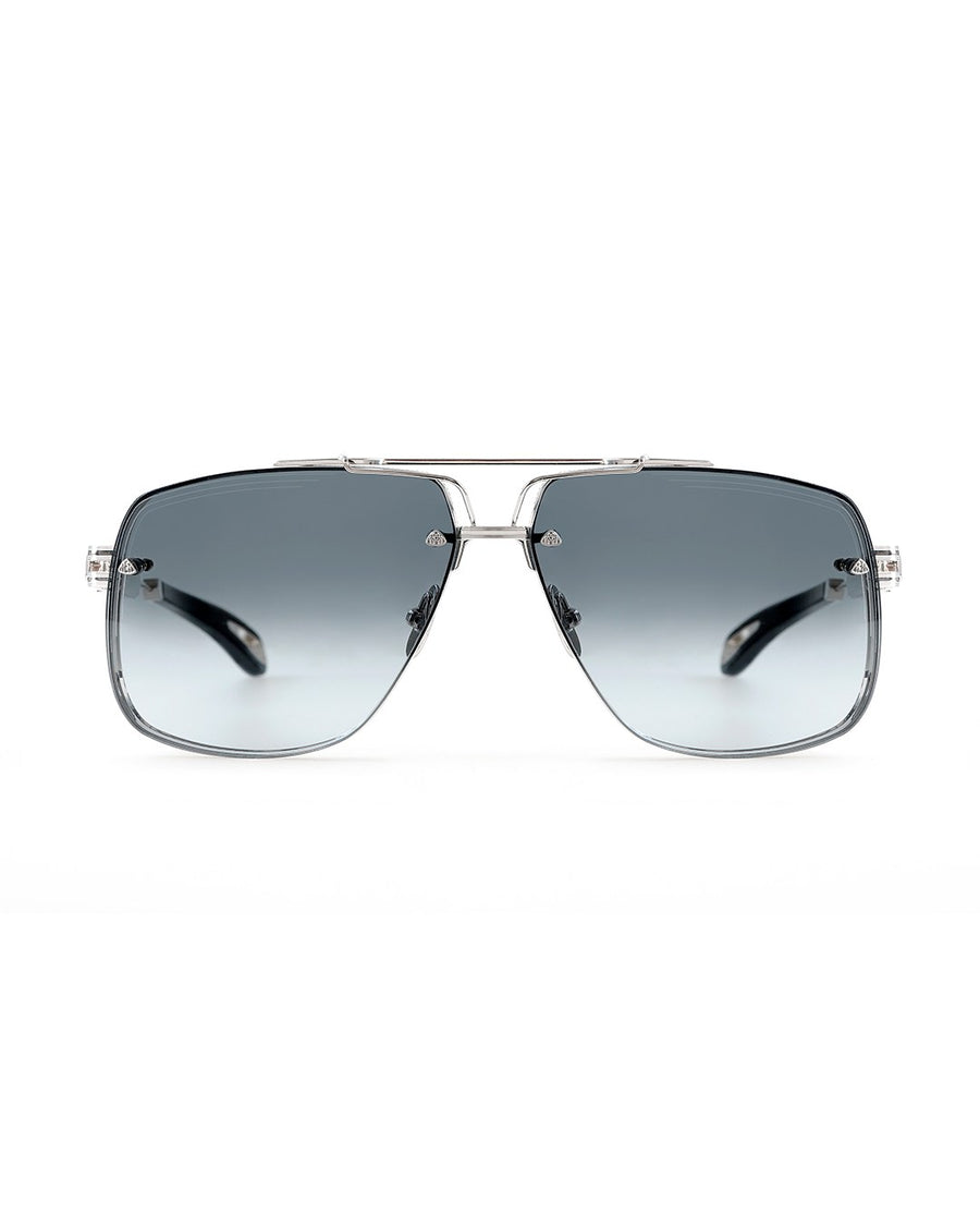 Silver Frame Blue Gradient Aviator Sunglasses - Desire by Bharat Ahuja