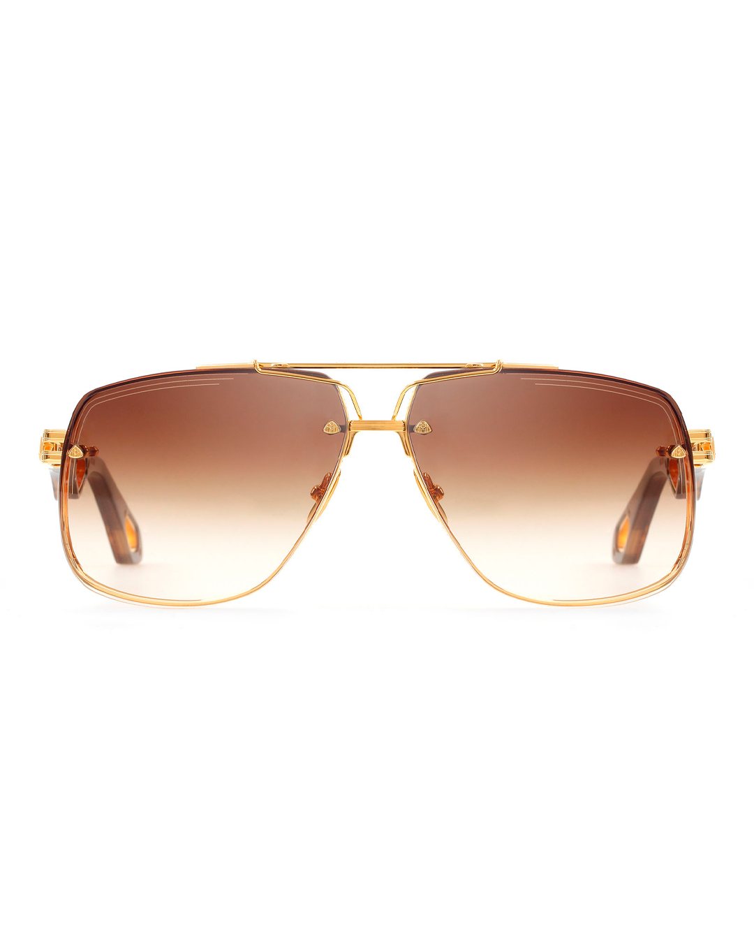 Luxury Amber Gradient Gold Aviator Sunglasses