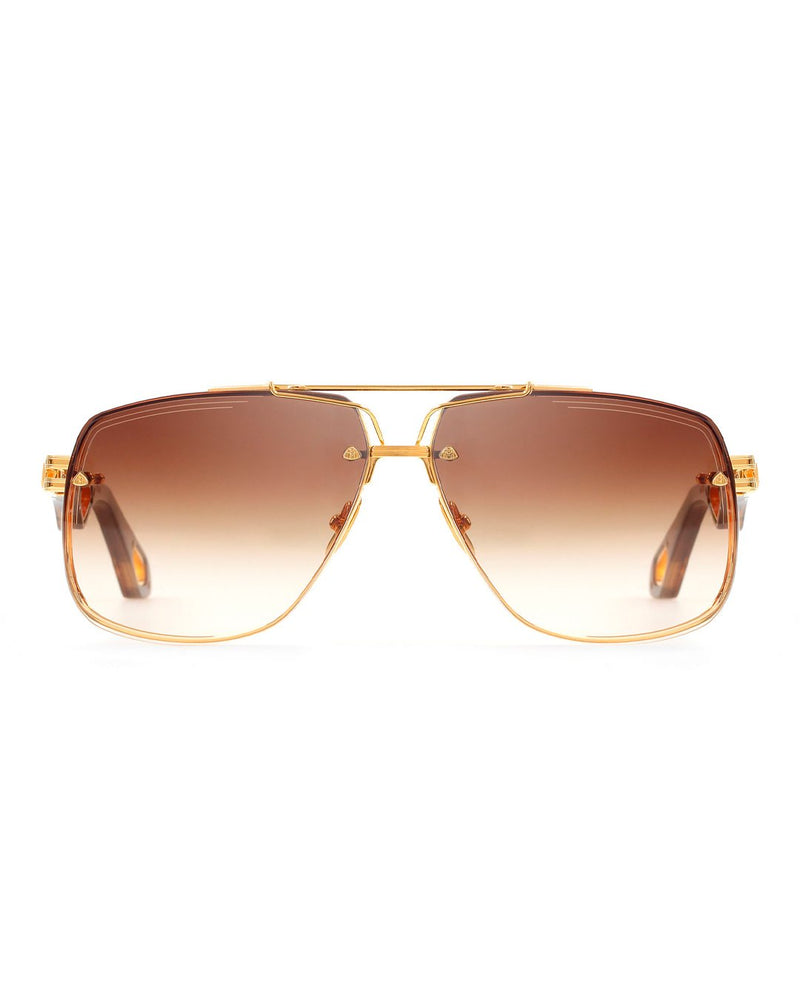 Luxury Amber Gradient Gold Aviator Sunglasses