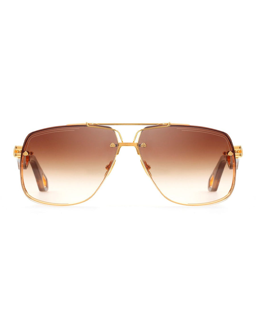 Luxury Amber Gradient Gold Aviator Sunglasses - Desire by Bharat Ahuja