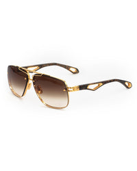 Luxury Amber Gradient Gold Aviator Sunglasses