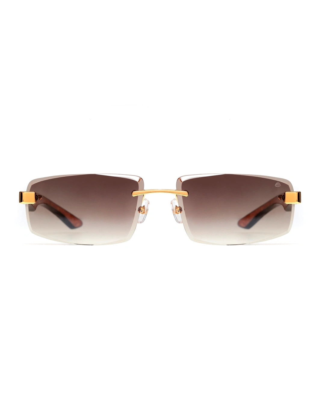 Rimless Brown Gradient Rectangle Sunglasses