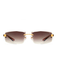 Rimless Brown Gradient Rectangle Sunglasses