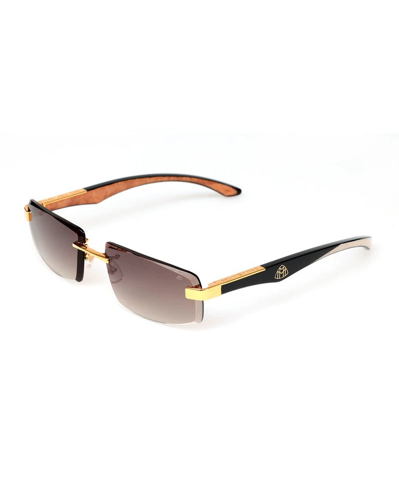 Rimless Brown Gradient Rectangle Sunglasses