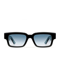 Bold Black Frame Blue Gradient Rectangle Sunglasses