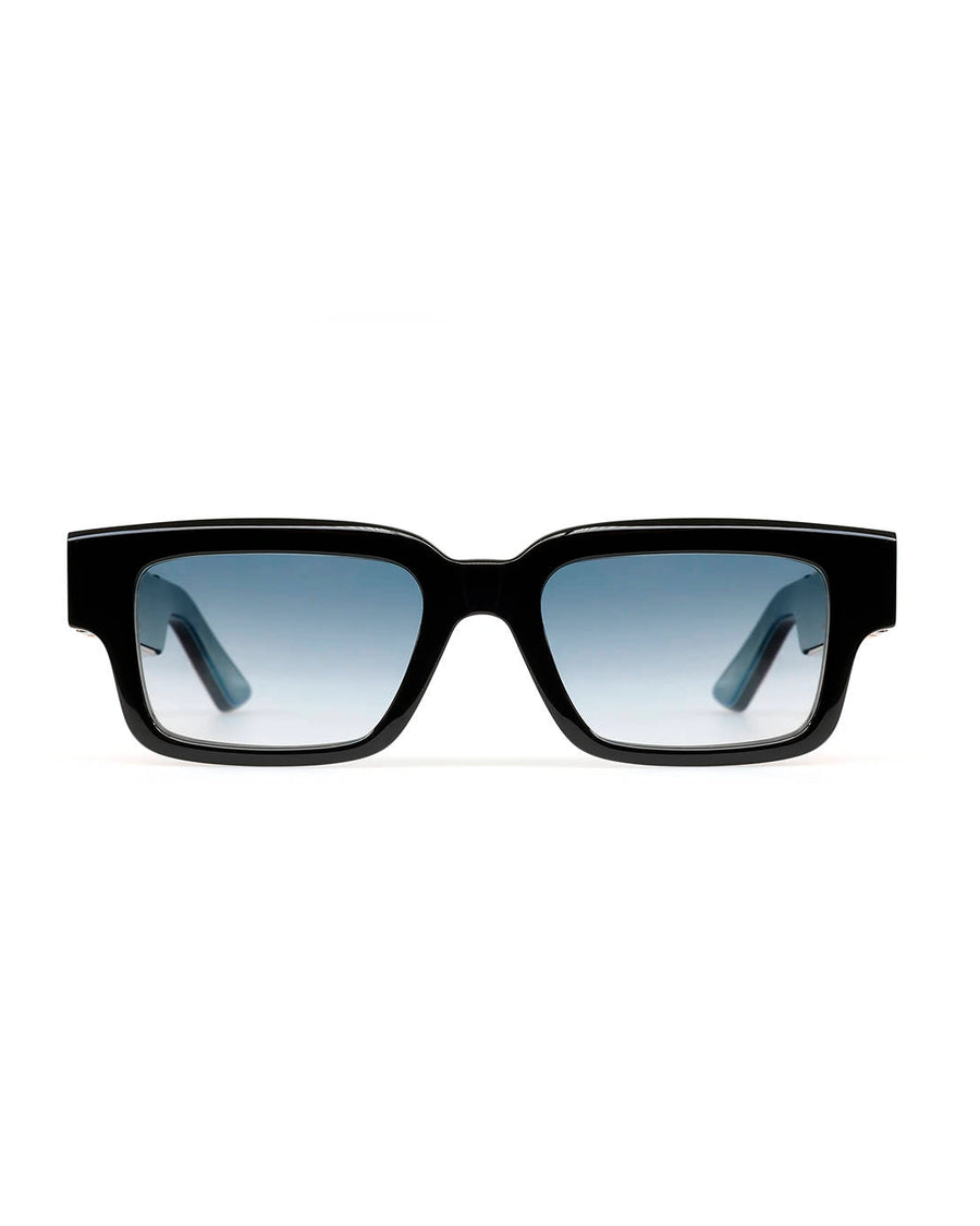 Bold Black Frame Blue Gradient Rectangle Sunglasses - Desire by Bharat Ahuja