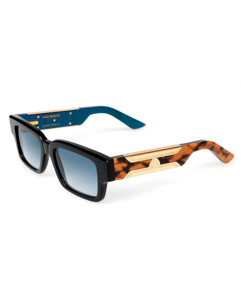 Bold Black Frame Blue Gradient Rectangle Sunglasses