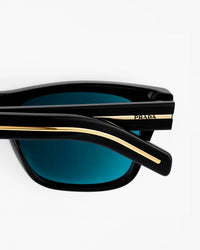 Black Frame Aqua Blue Lens Square Sunglasses