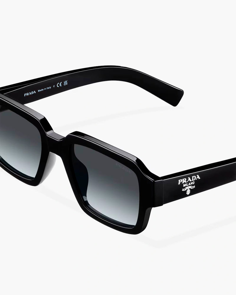 Black Geometric Frame Smoke Gradient Sunglasses
