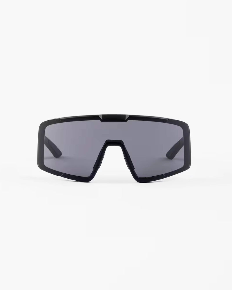 Black Shield Frame Smoke Lens Sunglasses