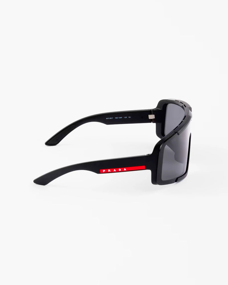 Black Shield Frame Smoke Lens Sunglasses