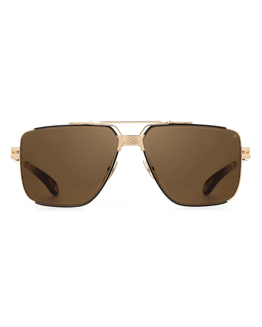 Gold Double Bridge Brown Lens Aviator Sunglasses