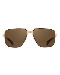 Gold Double Bridge Brown Lens Aviator Sunglasses