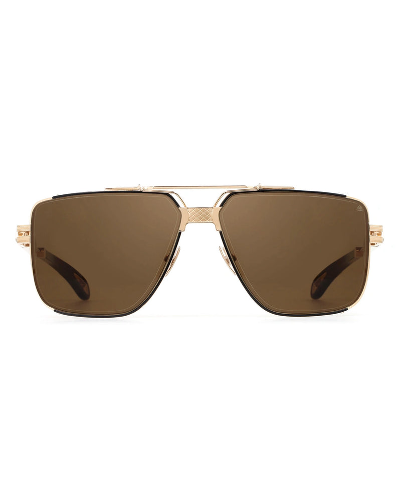 Gold Double Bridge Brown Lens Aviator Sunglasses