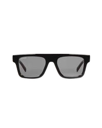 Bold black square frame sunglasses with smoke lenses for men - Desire by Bharat Ahuja