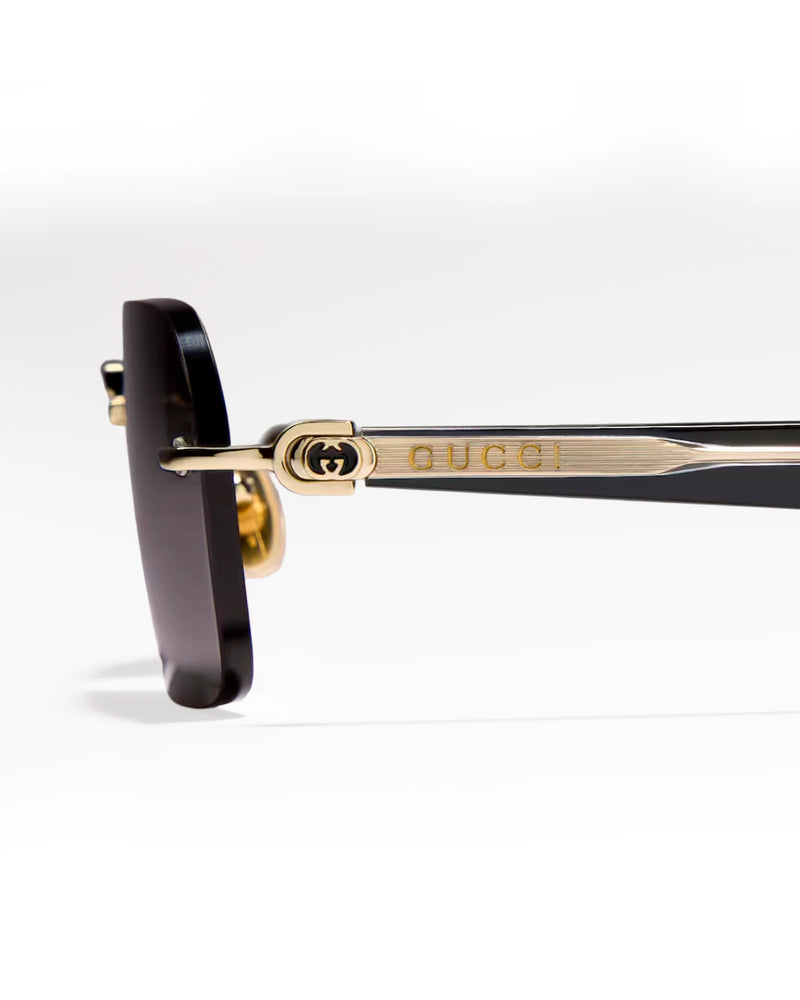 Rimless Gold Square Smoke Lens Sunglasses