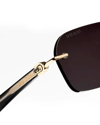 Rimless Gold Square Smoke Lens Sunglasses