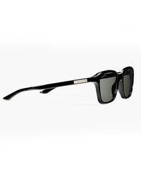 Classic black square frame sunglasses with grey lenses, view 2 - Desire by Bharat Ahuja