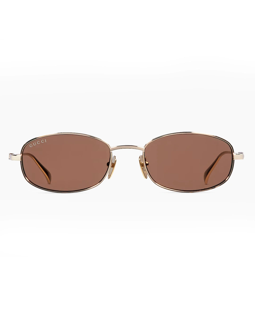 Slim Gold Oval Frame Brown Lens Sunglasses