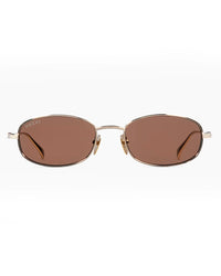 Slim Gold Oval Frame Brown Lens Sunglasses