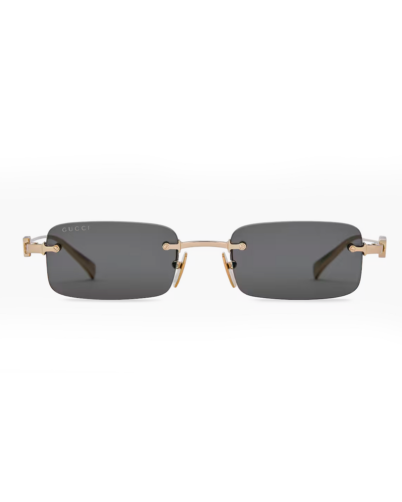 Rimless Gold Frame Smoke Lens Sunglasses