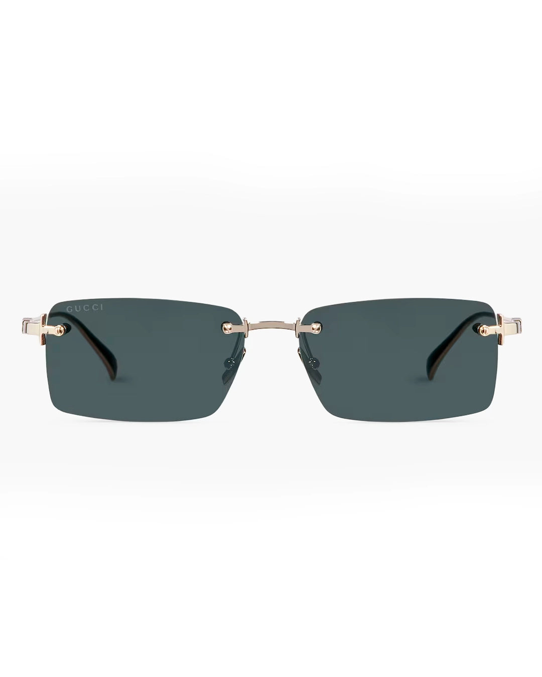 Rimless Smoke Grey Rectangular Sunglasses