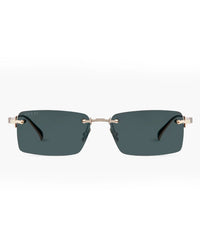 Rimless Smoke Grey Rectangular Sunglasses