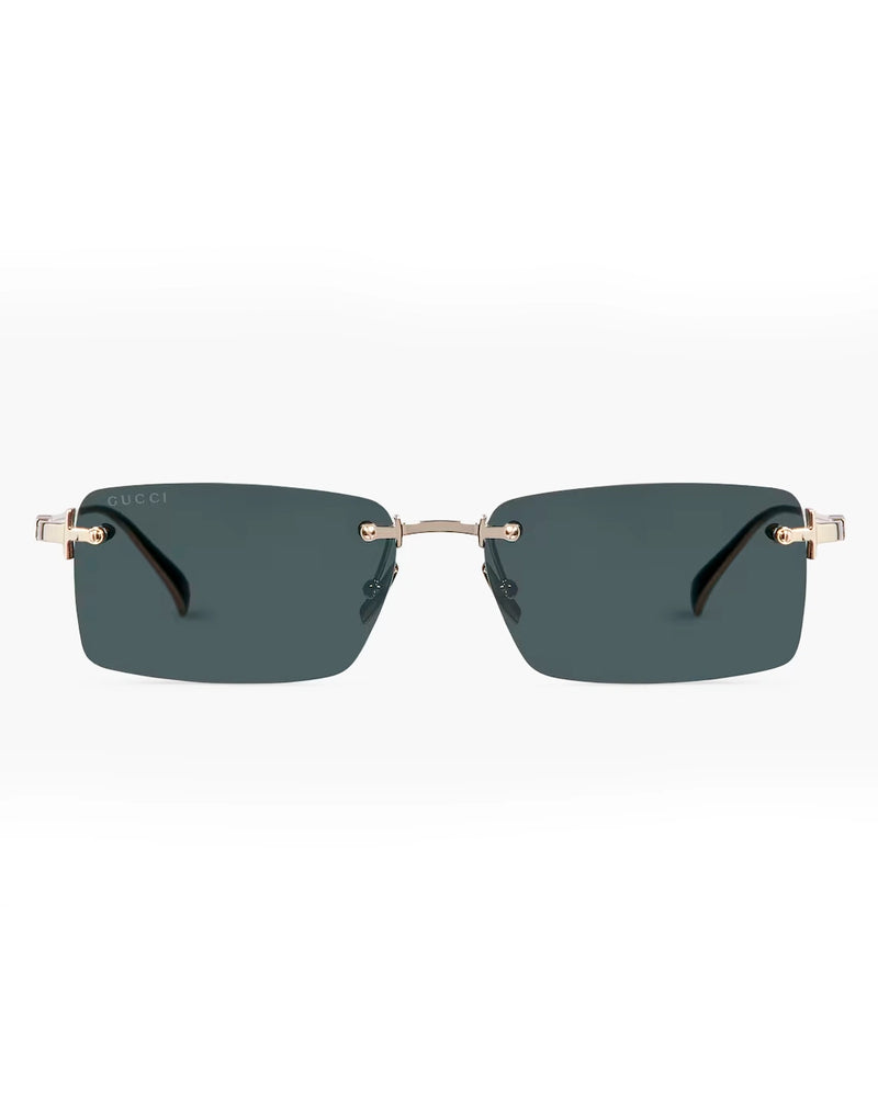 Rimless Smoke Grey Rectangular Sunglasses