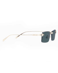 Rimless Smoke Grey Rectangular Sunglasses