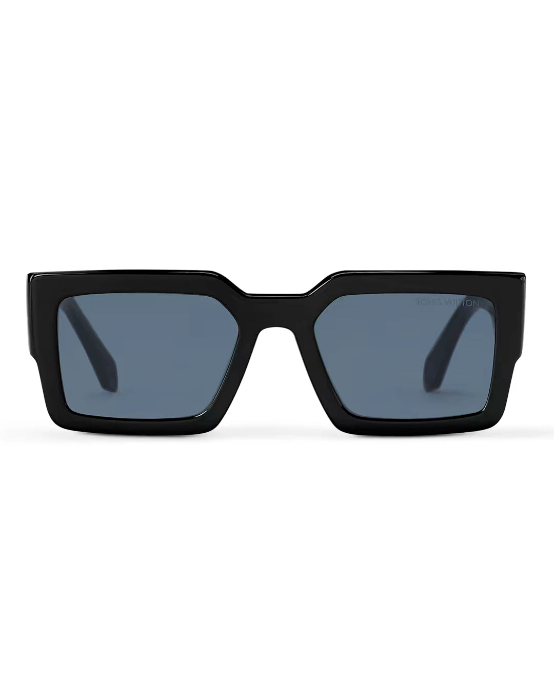 Bold Black Square Frame Blue Lens Sunglasses