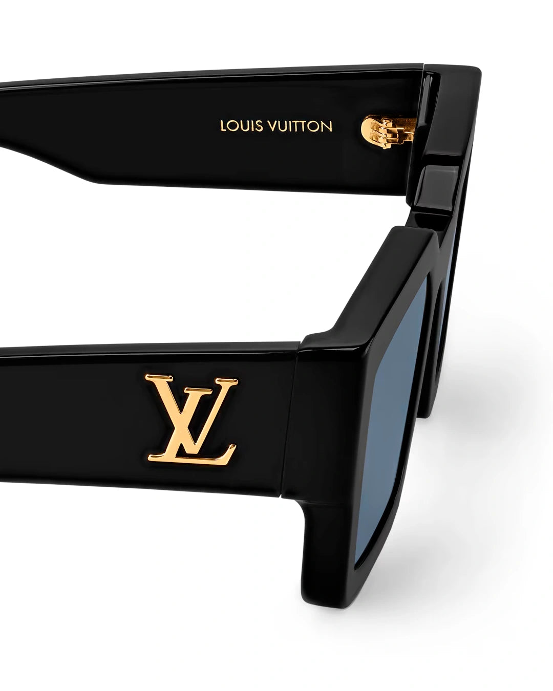Bold Black Square Frame Blue Lens Sunglasses