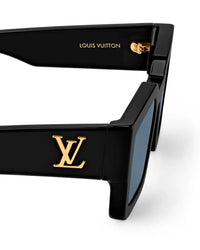 Bold Black Square Frame Blue Lens Sunglasses