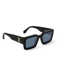 Bold Black Square Frame Blue Lens Sunglasses