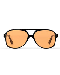 Black Aviator Frame Amber Lens Sunglasses