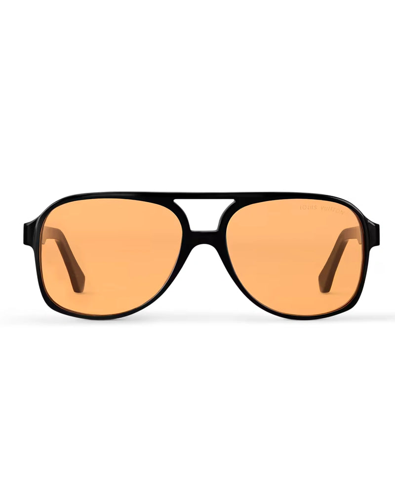 Black Aviator Frame Amber Lens Sunglasses