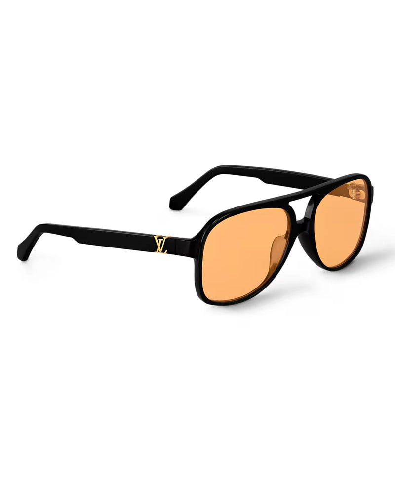 Black Aviator Frame Amber Lens Sunglasses