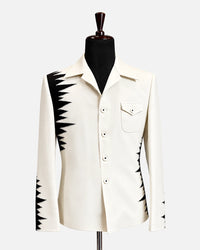Ivory Designer Blazer with Black Embroidery