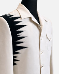 Ivory Designer Blazer with Black Embroidery