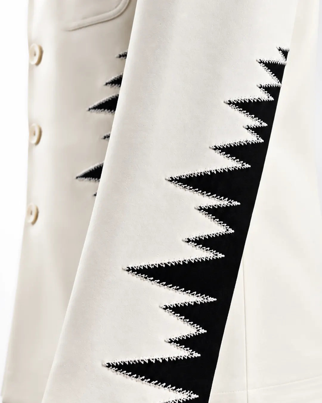 Ivory Designer Blazer with Black Embroidery