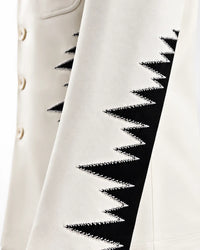Ivory Designer Blazer with Black Embroidery