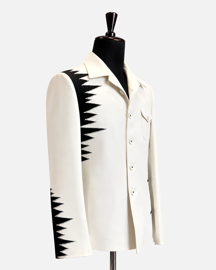 Ivory Designer Blazer with Black Embroidery - Desire by Bharat Ahuja